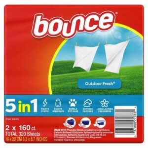 Bounce Dryer Sheets, Outdoor Fresh, 160-count, 2-pack (TOTAL 320 Sheets)