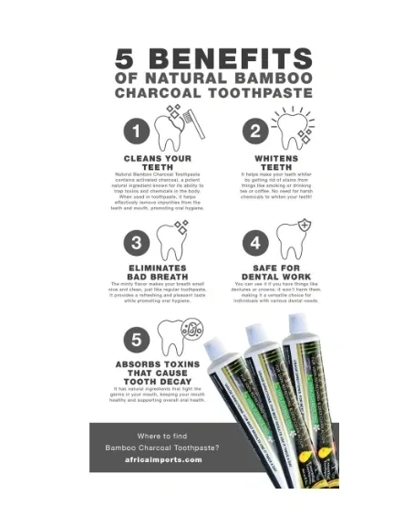 Charcoal Herbal Natural Bamboo Toothpaste - Image 2