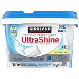 Kirkland Signature Platinum Performance Ultra Shine Dishwasher Detergent Pacs, 115-count